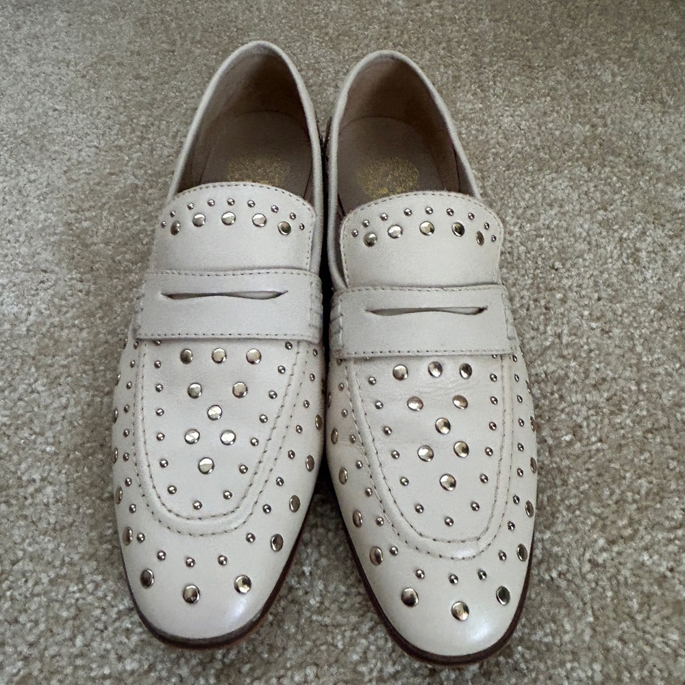 Vince Camuto Studded Penny Loafers - Cream women Dress Shoes